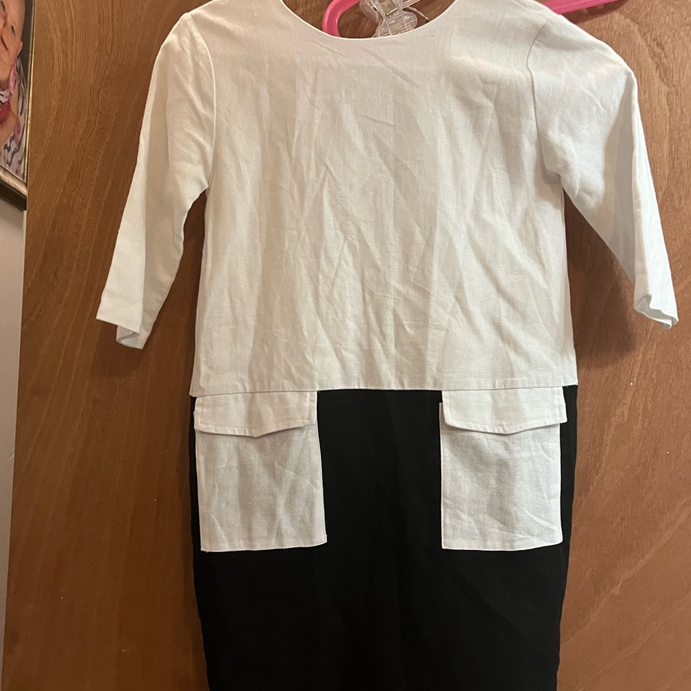 Girl’s NWT Fraze Black and White Linen Dress size 8